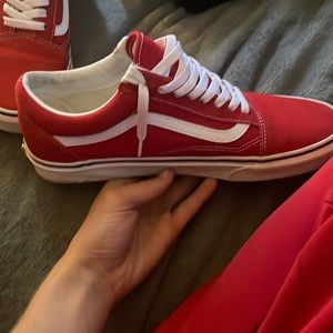 Red and white vans